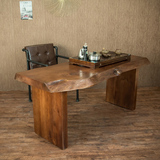 美式复古不规则实木餐桌洽谈桌办公桌电脑桌老板桌会议桌自然边