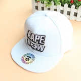 猿人猴潮牌Aape Now刺绣英文字母日本街舞嘻哈帽白色平檐棒球帽子
