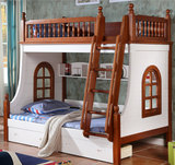 全实木地中海高低床美式儿童床男孩子母床双层床上下床窗户床实木