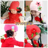 韩版女宝宝纯棉假发帽子婴幼儿童帽子春秋帽子0-3-4-5-6个月1-2岁
