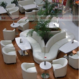 售楼处部洽谈桌椅组合现代简约弧形休息区沙发钢化桌休闲沙发组合