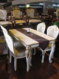包邮 欧式餐桌椅组合 高档实木田园白色餐桌 橡木长方形饭桌 特价