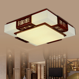 智能中式卧室灯具现代中式书房吸顶灯实木led正方形客房灯MX8056