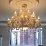 欧式吊灯锌合金蜡烛水晶灯玉石奢华大气客厅灯餐厅简约卧室吸顶灯