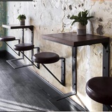 创意桌椅省空间墙上桌子墙边桌纯实木面桌椅组合简约书桌电脑桌