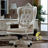 欧式新古典转椅休闲椅老板椅金箔银箔实木雕书房家具书桌书椅