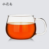 耐热带把玻璃茶杯子透明品茗杯花茶杯300ML大容量咖啡杯啤酒杯