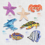 海洋螃蟹刺绣片可爱海豚海星布贴衣服装饰补丁贴花补洞贴辅料背胶