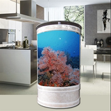 欧式半圆生态鱼缸水族箱靠墙圆柱弧型超白玻璃中型创意鱼缸金鱼缸