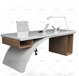 简约创意电脑桌弧形电脑桌台式老板办公桌书桌台意大利大师设计