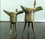 仿古代青铜爵杯摆件创意三角器复古帝王酒樽白酒杯子中国传统礼品