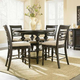 美式餐桌乡村实木圆桌欧式简约小户型餐桌椅子组合黑色1米饭桌子