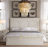 简约美式乡村1.8米双人床实木雕花象牙白大床北欧风格卧室家具