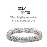 韩版水晶锆石罗马手链白金 奥地利女式多层银首饰品甜美 生日礼物