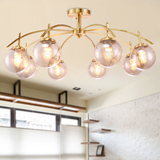 美式乡村全铜客厅创意个性铜灯简约餐厅卧室复古别墅全铜玻璃吊灯