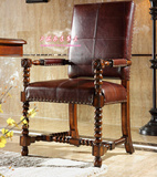 厂家直销美式古董扶手椅实木仿古欧式餐椅高级餐厅咖啡店专用桌椅
