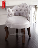 美式实木布艺单人沙发椅欧式现代简约梳妆椅法式乡村影楼椅形象椅