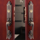 欧式古铜正品别墅大门锁 进户实木门锁 对开双开真假大门套锁