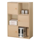 3层6格带门组合收纳储物柜宜家木质书橱客厅小柜子简易书柜60*80