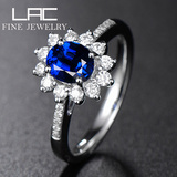 LAC高级珠宝 天然蓝宝石戒指女18k金斯里兰卡镶嵌彩色宝石