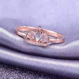 经典皇冠钻石戒指 18k白金结婚钻戒 黄金钻石尾戒玫瑰金婚戒女款