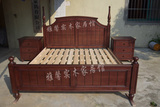 特价双人床美式乡村实木家具卧室仿古柱子床1米8简约环保上海定做