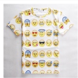 潮QQ表情3DT恤可爱男女情侣个性创意半袖3d立体t恤短袖emoji表情