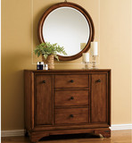 木居家壁挂圆形实木化妆镜梳妆台镜子穿衣镜卧室卫生间镜子包邮