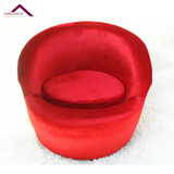 田园布艺红色单人小沙发时尚创意亮面绒沙发舒适电脑椅欧式小沙发