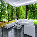 3D无缝大型壁画简约阳光树林森林风景壁纸客厅主题房沙发背景墙纸