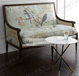 美式乡村实木双人沙发椅 法式新古典布艺沙发 欧式简约休闲沙发
