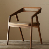 北欧风格铁艺实木带扶手靠背坐垫餐椅办公座椅会议椅休闲椅子