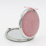 欧珀莱专柜最新赠品光耀化妆镜 粉色金属便携镜子 补妆双面小镜子