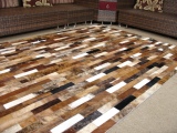 巴西进口牛皮地毯天然毛皮长条纹拼接客厅书房地毯背景墙饰可定制