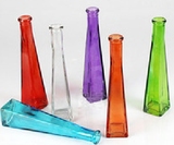 3角瓶欧式彩色透明玻璃小花瓶 花器现代简约 家居装饰品摆件包邮