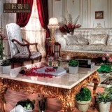 御匠壹号 意大利法式客厅家具 实木雕花进口布艺 单人休闲沙发椅