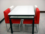 一桌四椅CX-22双层桌子时尚餐厅客厅餐桌简约现代金属钢化玻璃桌