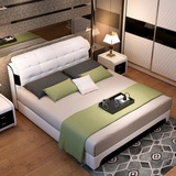 现代真皮床小户型双人床储物床实木1.8米床带抽屉储物床软床婚床