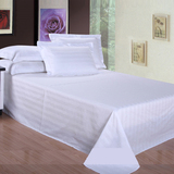 酒店宾馆床上用品/纯棉全白色床单/三公分缎条床罩 40支可定做