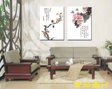 装饰画 客厅现代中国风水墨无框画壁画 三联画无框挂画长方形二联