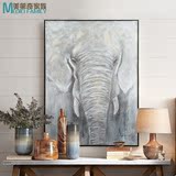 美第奇-非洲草原大象 手绘油画有框画装饰画壁画客厅挂画酒店配画