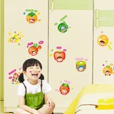 客厅卧室儿童房可移除卡通墙墙纸 水果英文儿童识物墙贴幼儿园墙