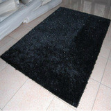 时尚黑色亮丝地毯客厅茶几沙发前地垫 定做满铺展厅门厅房间地毯