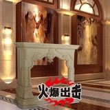 大理石壁炉架 欧式室内装饰 天然石材手工雕刻雕花壁炉架石雕摆件