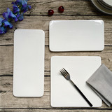 西餐盘纯白陶瓷盘子创意长方平板平盘寿司装盘西点蛋糕盘日式餐具