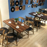 美式实木复古西餐厅咖啡厅餐桌椅组合餐饮奶茶店甜品店桌椅组合椅
