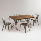 复古木桌椅餐桌餐椅庭院防腐木家具三件套实木铁艺阳台休闲桌椅