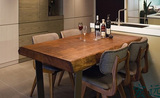 美式LOFT风格工业复古铁艺实木餐桌椅组合 做旧家具 咖啡桌椅
