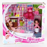 芭比娃娃梦幻浴室 洋公主套装礼盒 女孩过家家换衣服仿真洗澡玩具