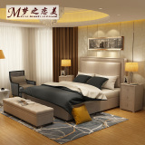 小美式布艺床 双人床小户型软体床简约现代婚床 储物床1.8米 欧